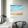 thumbnail image 3 of FLORID  Beach Picture Decor Ocean Painting Canvas Wall Art Prints of Starfish and Seashell on Sandy Seaside Ready to Hang for Living Room Bedroom Office Wall Decor Home Decoration, 3 of 4