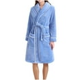 thumbnail image 2 of Wancir Women's Plush Bathrobe, Flannel Long Pajama Robe with Belt Fleece Solid Color Nightgown Soft Sleepwear Warm Nightwear, 2 of 3