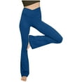 thumbnail image 1 of VSSSJ Women Stretchy Yoga Leggings Slim Fit Solid Color V Elastic Waist Wide Leg Sweatpants Comfortable Gym Workout Jogging Trousers Blue S, 1 of 5