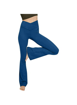 QWANG Crossover Flare Leggings High Waisted Bootcut Yoga Pants with Pockets  for Women Tummy Control Workout Bootleg Pants 