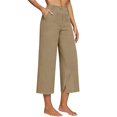 thumbnail image 3 of FENGGHAO Women's Casual Pants Front Style Back Elastic Waist Wide Leg Crop Pants Loose Fit 7/8 Length Trousers For & Daily Wear, 3 of 6