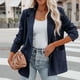 thumbnail image 2 of Blazer Chaquetas Para Mujer Otoño Blazers Sólido Frente Abierto Mediano Blusa Larga Traje de Manga Larga Sin Capucha Casual Outwear Tops Sueltos Odeerbi ODB176140, 2 of 9