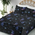 thumbnail image 3 of Ambesonne Moon Fitted & Flat Sheet with Shams 4 Pcs Set, Galaxy Sun and Crescent Motif, Queen, Quartz Charcoal Grey and Pink, 3 of 5