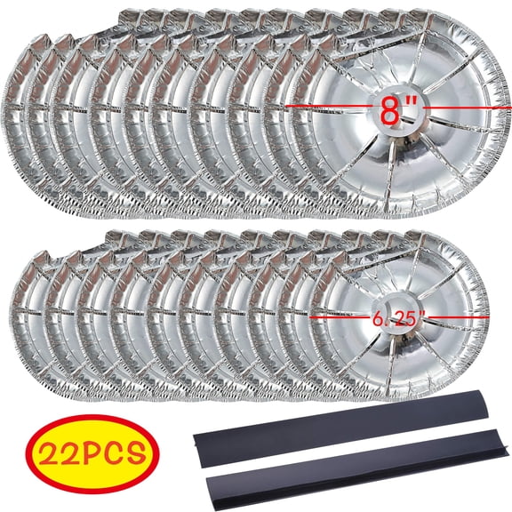 25 Inch Silicone Stove Gap Cover 2 Pack, Stove Gap Filler with 20 Pcs Round Aluminum Foil Burner Liners, Stove Protector for Gas Cooktops