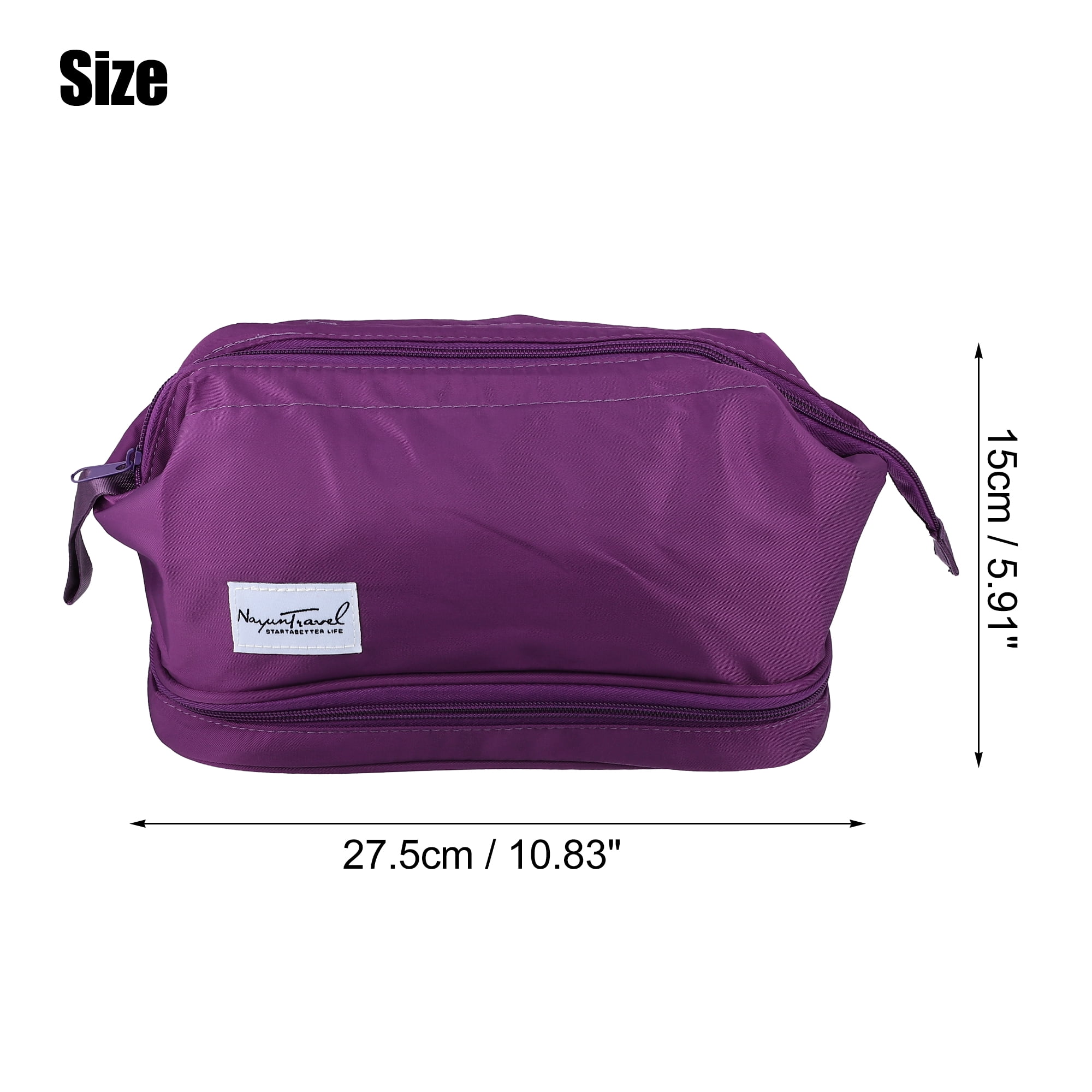 Unique Bargains Floral Makeup Bag Zipper Flower Cosmetic Pouch Purple