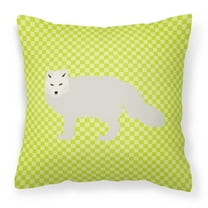 Carolines Treasures BB7703PW1414 White Arctic Fox Green Fabric Decorative Pillow, 14 x 14 in.