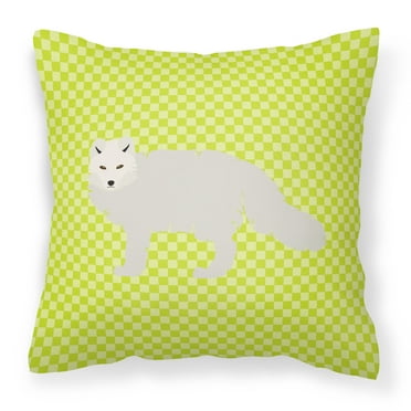 Carolines Treasures BB7703PW1414 White Arctic Fox Green Fabric Decorative Pillow, 14 x 14 in.