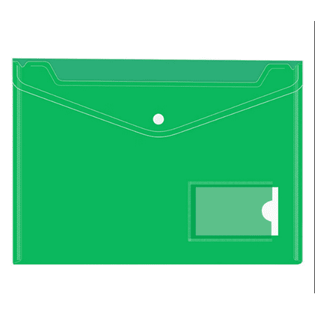 Lot de 20 Pochette Plastique A4（Vert） - Pochettes Porte-Documents - Pochette  à Bouton Pression avec Poche - Pochette à Rabat Plastique A4 - Pochette  Document Transparentes pour l'organisation de Documents