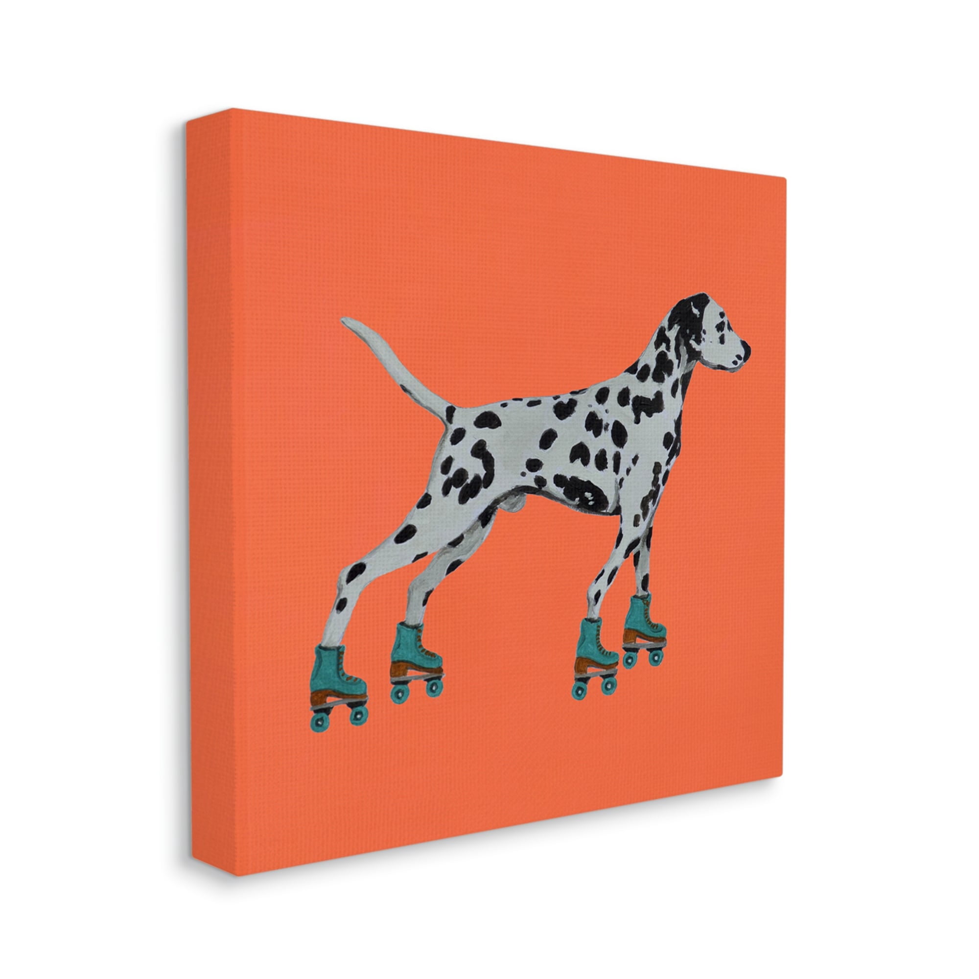 Stupell Industries Orange Dalmatian Rollerskating Animals & Insects Painting Gallery Wrapped Canvas Print Wall Art