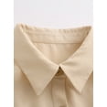 thumbnail image 4 of Women's Shirt Dress Collared Button Front Long Sleeve Roll-Up Cuff Fitted Mini Dress, 4 of 6