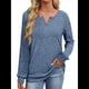 thumbnail image 2 of Suéter para Mujer, Camisetas Henley de Larga, Túnicas para Usar con Leggings, Suéteres de Cuello Redondo A . Azul L, 2 of 8