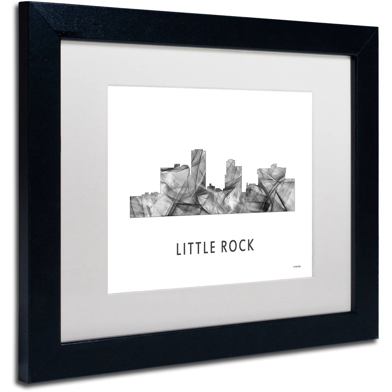 Trademark Fine Art 'Little Rock Arkansas Skyline WB-BW' Canvas Art by Marlene Watson, White Matte, Black Frame