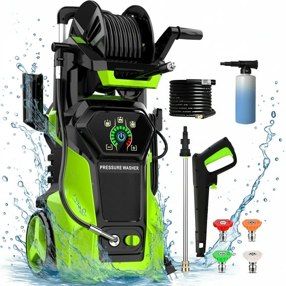 Fenbeli Electric Pressure Washer, 5000 PSI 3.2 GPM Touch Screen Adjustable Pressure, 4 Nozzles and Foam Cannon Power Washer Cleaning for Patio