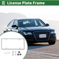 thumbnail image 2 of Unique Bargains License Plate Frame Stainless Steel Car Front Rear License Plate Holder with Screws Caps 4 Hole 1 Set Triangle Square Hole Narrow Frame Silver Tone, 2 of 8