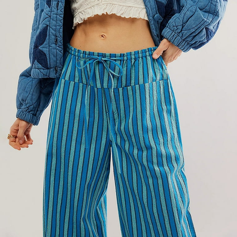 safuny Fake Denim Pants for Women Casual High Waist Elasticity