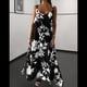 thumbnail image 5 of Vestido Bohemio de Verano con Tirantes Finos, Sin Mangas y Cuello en V para Mujer, con Estampado Floral, para Vacaciones, Color Negro, Talla XXXL, 5 of 9