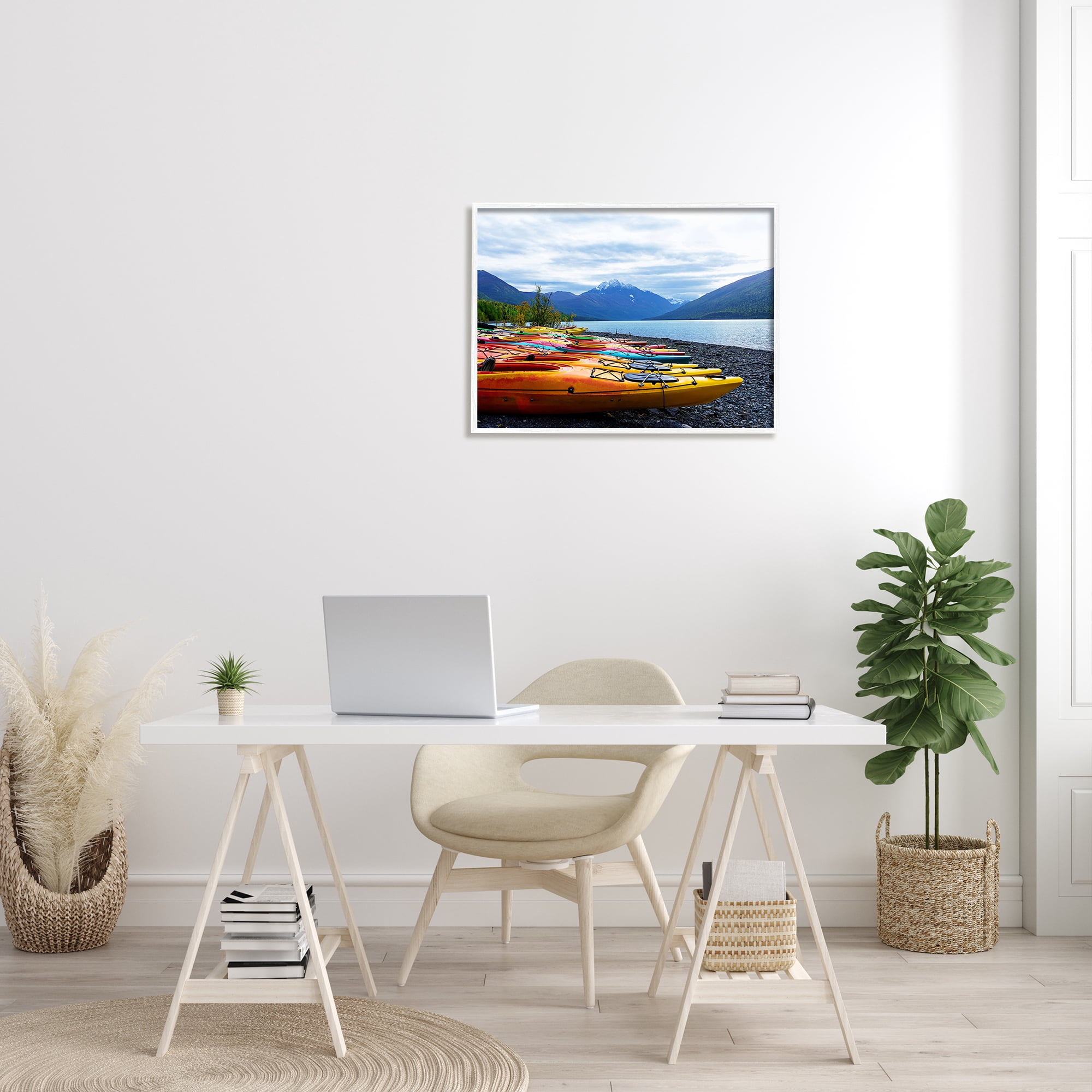 Stupell Industries Row of Kayaks Mountain Peak Lake Landscape, 24 x 30, Designed by Kali Wilson