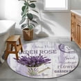 thumbnail image 6 of Purple Lavender Round Rug 4ft Area Rug Washable Soft Non-Slip 4' Circle Low Pile Rugs Vintage Farmhouse Rustic Floral Wooden Grain Carpet for Bedroom Living Room Entryway Home Office Dining Room, 6 of 8