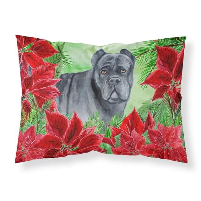 Carolines Treasures CK1342PILLOWCASE Cane Corso Poinsettas Fabric Standard Pillowcase