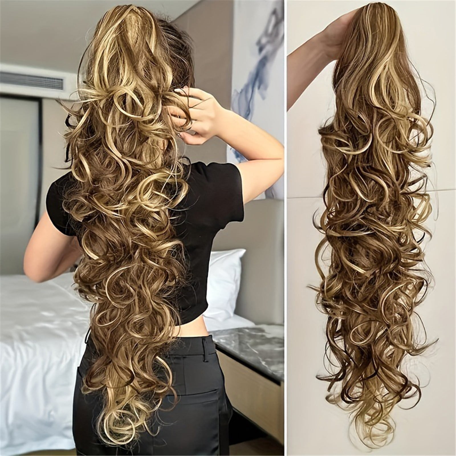 Claw Clip Ponytail Long Curly Wavy Pony Tails Hair Extensions Synthetic Horse Tail Hairpiece