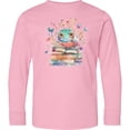 thumbnail image 3 of Inktastic Bookworm Flowered Reading Long Sleeve Youth T-Shirt, 3 of 5