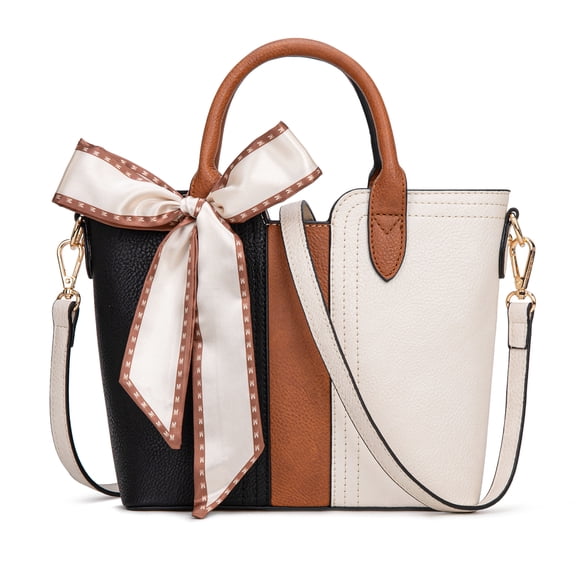 Montana West Tote Bags for Women Bow Crossbody Purses with Detachable Strap, Beige-Black