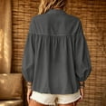 thumbnail image 5 of Lmueinov Long Sleeve Shirts for Women Tie Neck Cotton Linen Lightweight Casual Tops Button Down Shirts for Women Loose Fit Solid Beach Office Blouses, 5 of 5