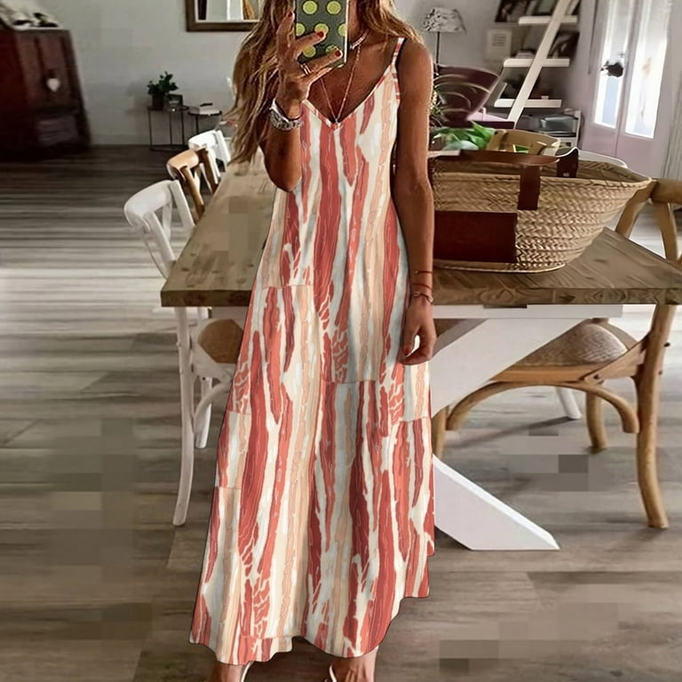 2025 Dress veiled Longes summer women's Sleeveless pattern Bacon
