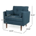 thumbnail image 3 of Noble House Grouse Fabric Tufted Club Chair with Accent Pillows, Navy Blue and Walnut, 3 of 9