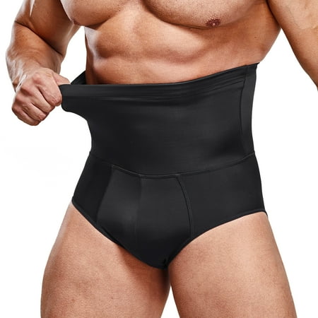 

Eleady Men shapewear panties Tummy Shaper Briefs High Waist Body Slimmer Underwear Firm Control Belly Girdle Abdomen Compression Panties (Black X-Large)