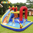 thumbnail image 1 of Joyldias Glissoire d'Eau Gonflable, Maisonnette de Jeu avec 4 Pistolets à Eau, Piscine, Panier de Basketball, Souffleur d'Air, Sac, 1 of 9