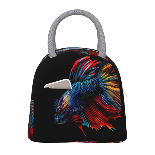 Disketp Colorful Betta Fish Bolsa Térmica para Almuerzo, Lonchera con Abertura Amplia y Gran Capacidad, Organizador Reutilizable para Mujeres, Hombres y Adultos