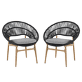 thumbnail image 4 of Tcbosik 2 Pack Lounge Chairs for Outdoor, Wicker Chair with Cushion, Papasan Style Dining Chair with Metal Frame for Patio, Garden, Backyard, Dark Gray & Teak, 4 of 9