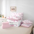 thumbnail image 6 of Homewish Ribbow Bow Tie 7-Piece Twin Bedding Sets,Cute Snowfalke Bedding Comforter Set,Pink White Sheet Sets For Girls Kids,Ultra Soft Home Decor Reversible, 6 of 8