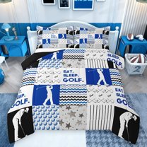 Castle Fairy Golf Game Boy Girl Full Size Comforter Sets 3-Piece,Sport Gamer Bedding Comforter Set,Abstract Plaid Stripes Lightweight Bedding Sets,Luxury Bedroom Decor,Reversible