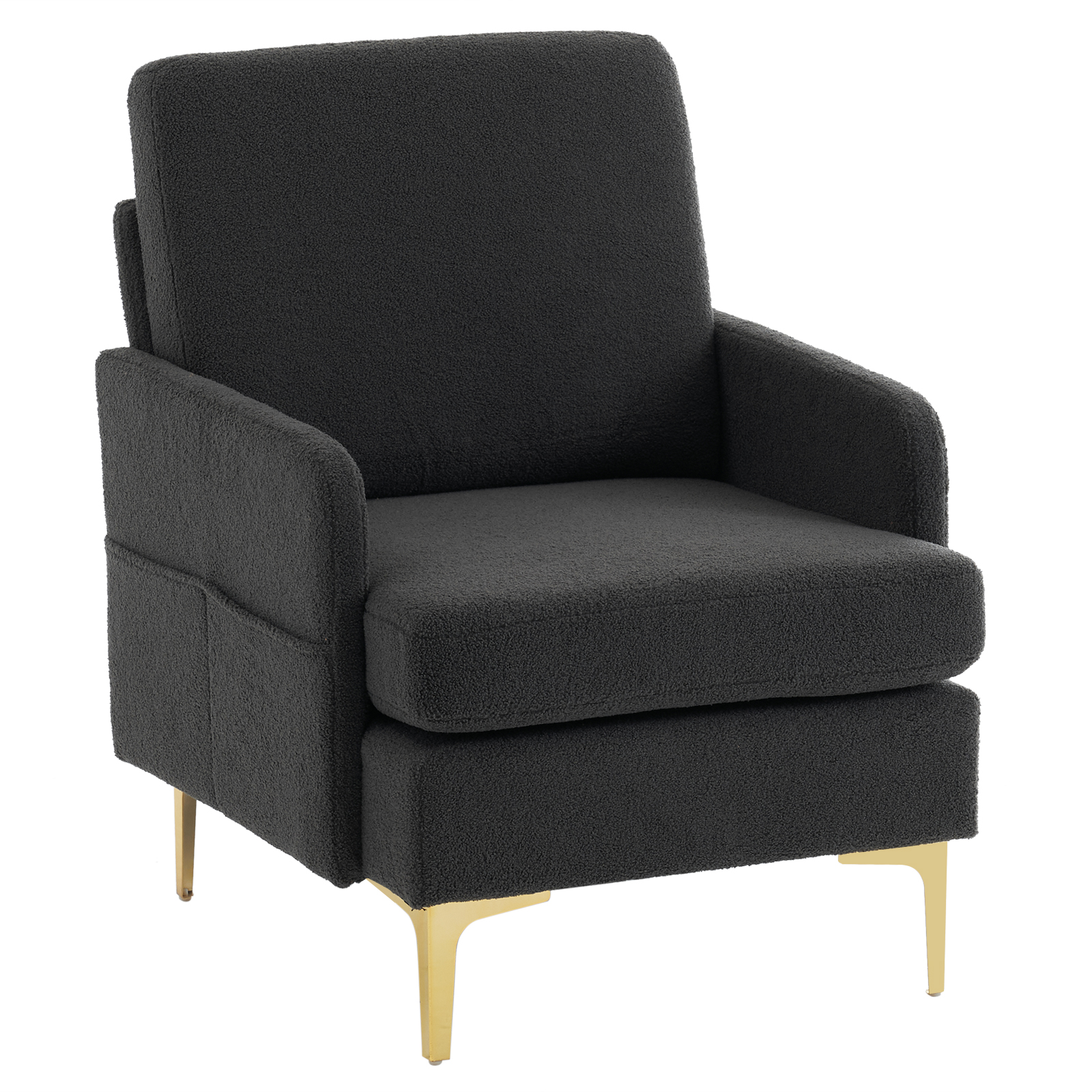 Ktaxon Mid Century Accent Chair, Modern Club Chairs with Side Bags