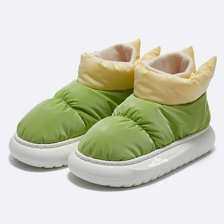 

CoCopeaunt Slippers Boots Waterproof Down Cloth Upper Plush Warm Household Non-slip Home Cotton Women Slippers Couple Cotton Shoes Leisure