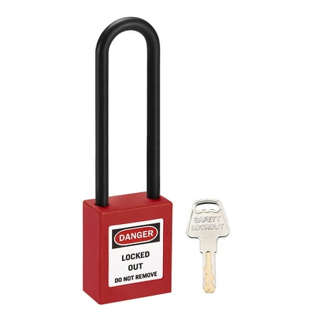 Uxcell 3'' Lockout Tagout Padlock Shackle Nylon Red 2Pcs