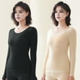 thumbnail image 3 of Women Thermal Tops Round Neck Long Sleeve Slim Fit Bottoming Tops Solid Color High Elastic Thermal Underwear, 3 of 8