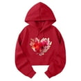 thumbnail image 4 of Mifsaly Women Valentines Day Crop Sweatshirt Drawstring Long Sleeve Heart Print Hoodie Girlfriend Gifts Hooded Cropped Tops Casual Loose Blouse Ladies Spring Fall Loungewear S, 4 of 6