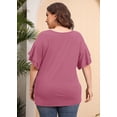 thumbnail image 3 of MODERN GOOSE Plus Size Clothes for Women Double Ruffle Short Sleeve Mauve 5X Tunic Shirt Summer Tops Loose Fitting Clothing, 3 of 11