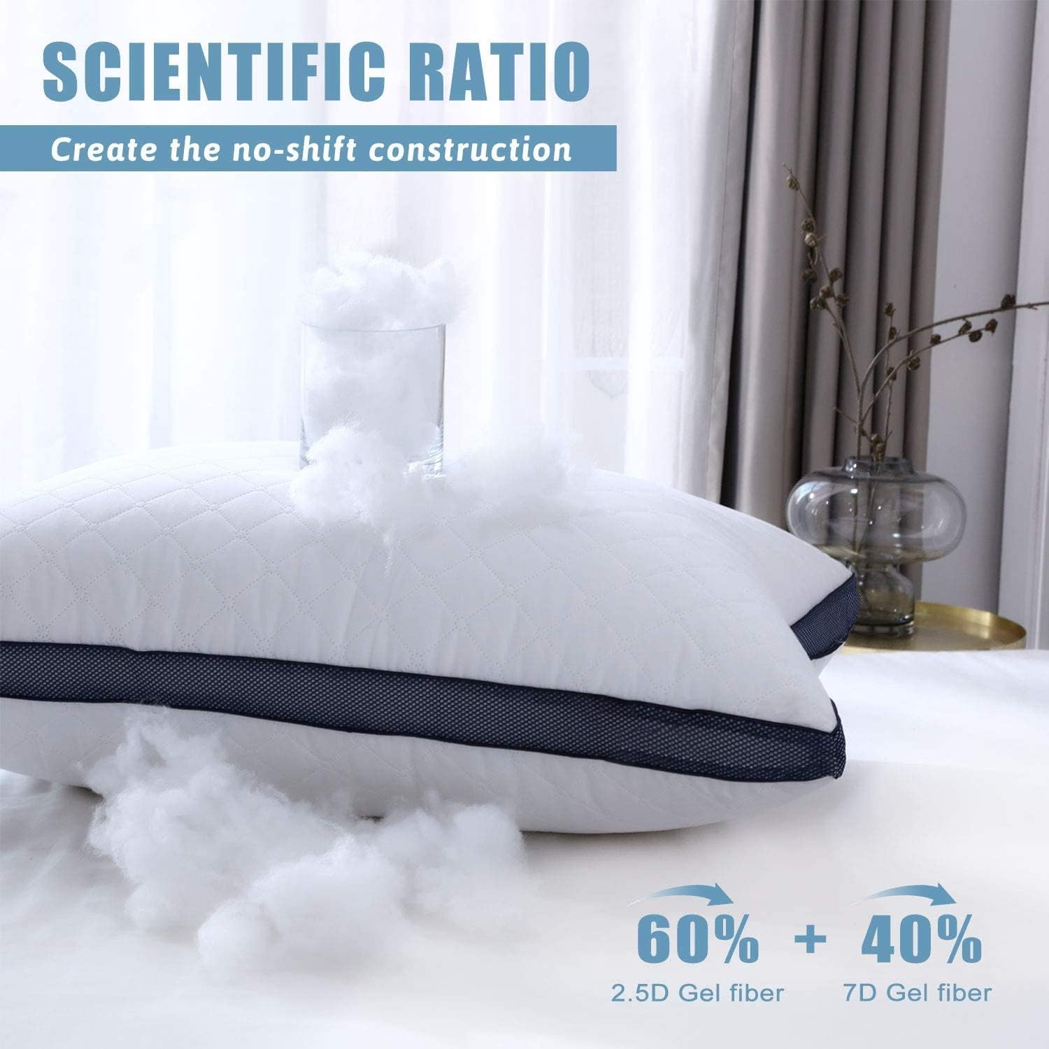 DLD Pillows for Sleeping (2-Pack),  Luxury Hotel Pillows Standard Size Set of 2,Bed Pillows for Side and Back Sleeper (Standard)