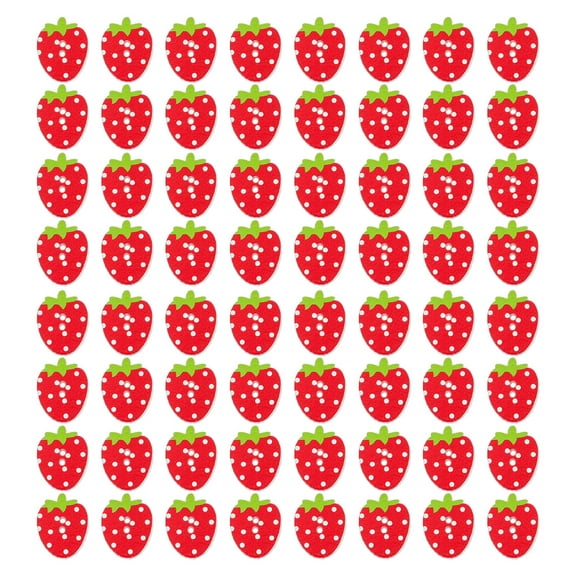 WHAMVOX 100Pcs Strawberry Shaped Buttons Wooden Sewing Button for DIY Crafts Red