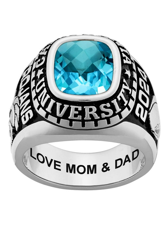 Order Now for Graduation, Freestyle Men's Celebrium Large Classic Checkerboard Birthstone Class Ring, Personalized, High School or College