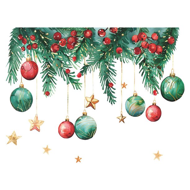 Pegatinas navideñas para lámpara colgante de estrella para baño | Decoración festiva para pared de baño | Calcomanías navideñas impermeables | Diseño fácil de despegar y pegar | Tamaño: 29 x 20 cm