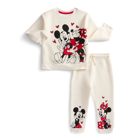 Valentine's Day Mickey and Minnie Unisex Toddler Graphic Sweatshirt and Jogger Pants Set, 2-Piece, Sizes 12M-5T