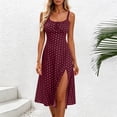 thumbnail image 6 of Bxsruta Womens Sundress Polka Dot Midi Dress Slit Summer Casual Dresses, 6 of 8