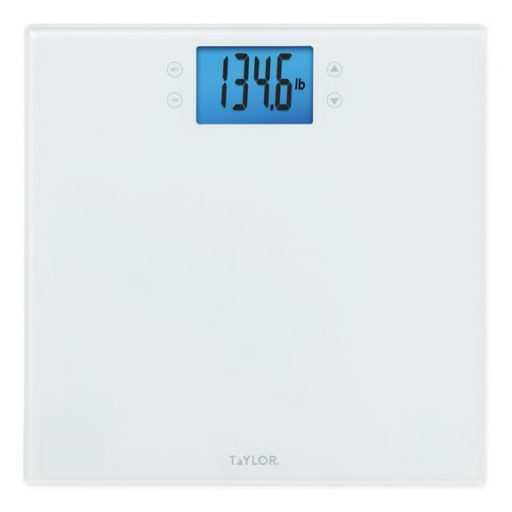 Taylor 11.8" x 11.8" Digital Glass Wellness Scale Battery, FSA HSA Eligible, 400 lb Capacity, White
