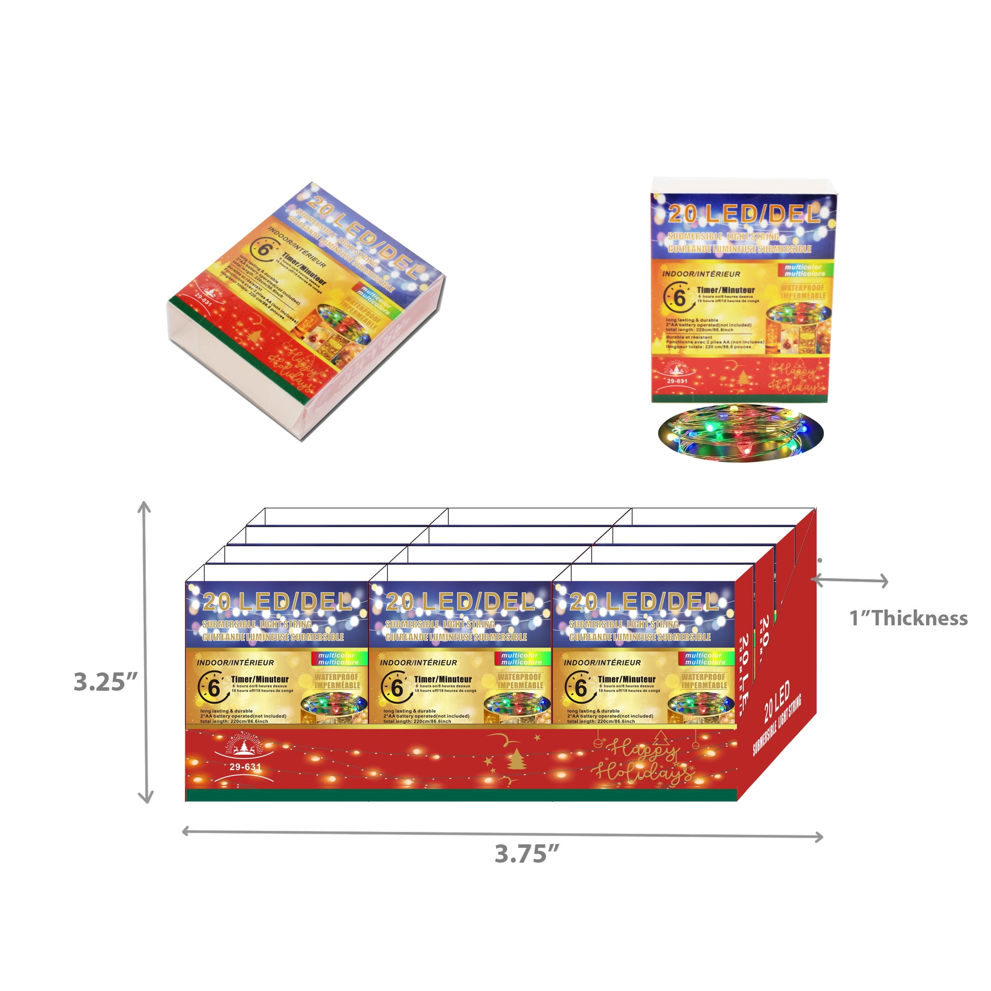 Lot De 12 Lampes Submersibles DIntérieur À 20 Led, Minuterie De 6 Heures (Multicolores), Lot De 12