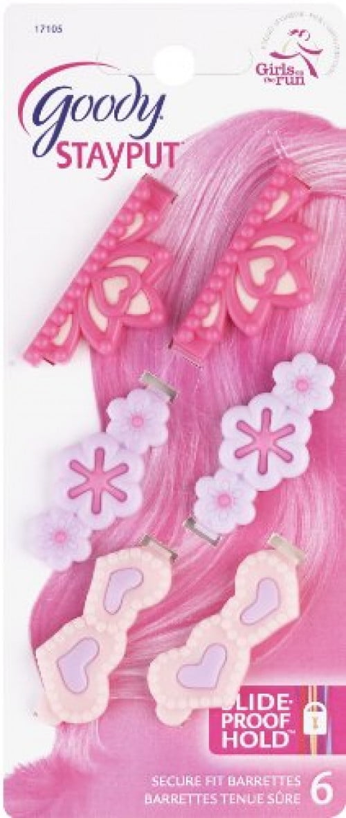Goody Slide Proof Stayput Garden Version Living Hinge Hair Barrettes, 6